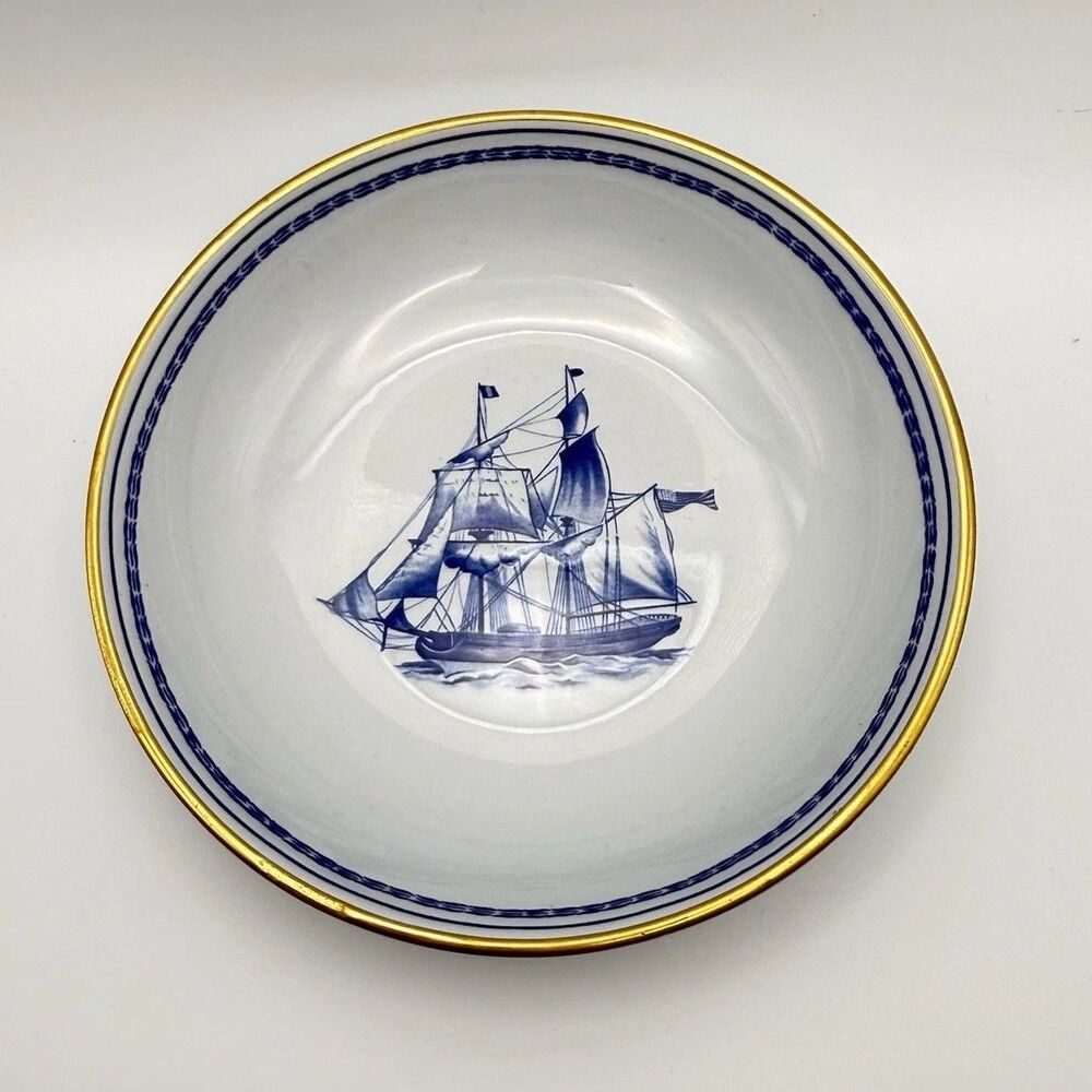 Vintage Spode England "Trade Winds Blue "5” Bowl - Brig Cygnet of Salem